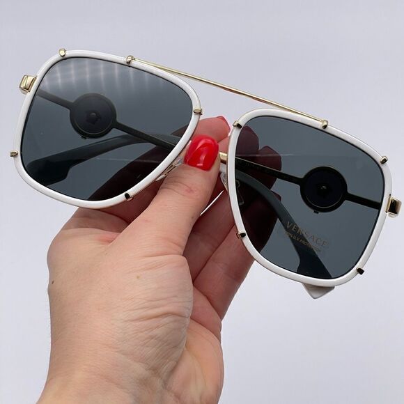 BRAND NEW VERSACE VE2233 147187 White/Dark Grey Unisex Sunglasses main image 5